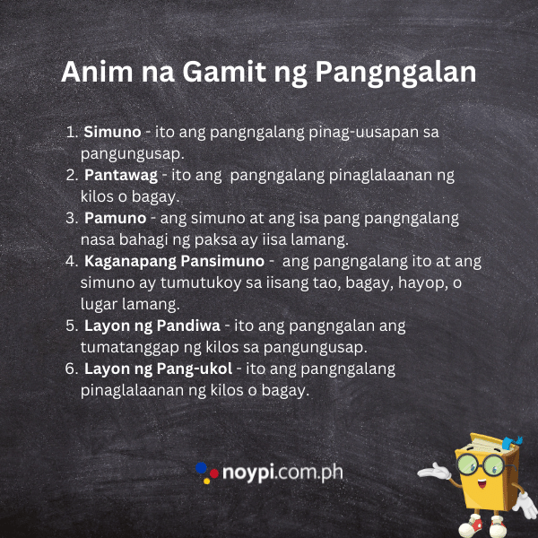 Anim na Gamit ng Pangngalan