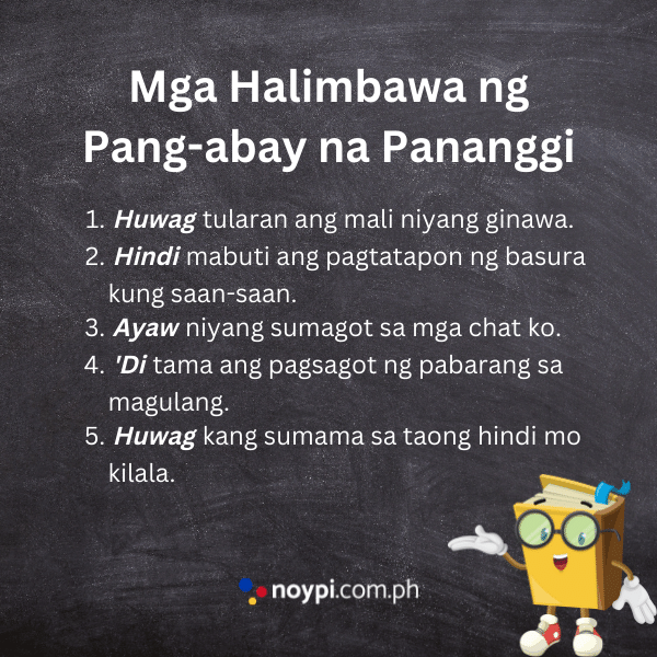Mga Halimbawa ng Pang-abay na Pananggi