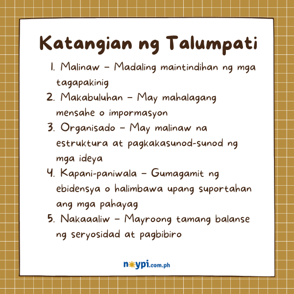 Katangian ng Talumpati